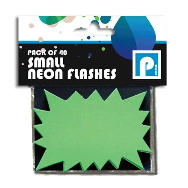 Neon Fluorescent Flash Stars Cards Small 40 Pack