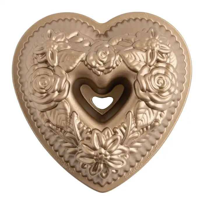 Nordic Ware Nonstick Heart Shaped Floral Bundt Cake Pan
