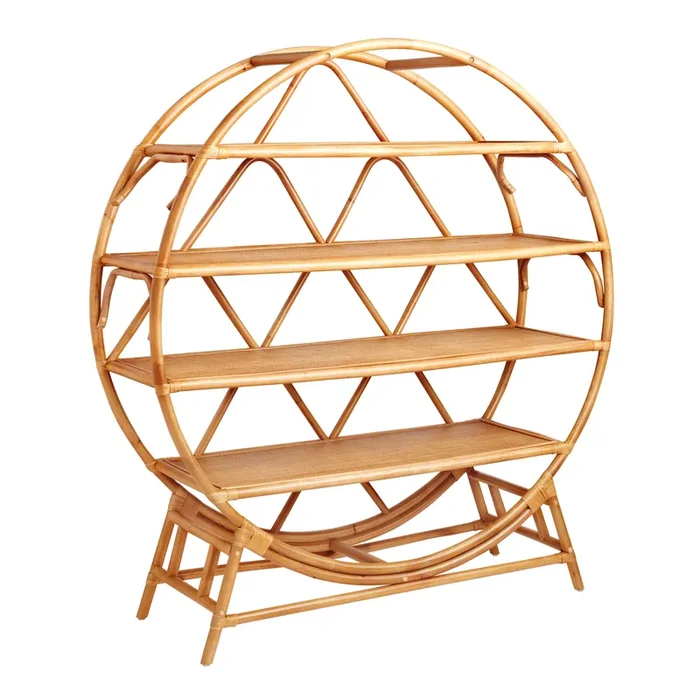 Nylah Round Sienna Rattan Bookshelf