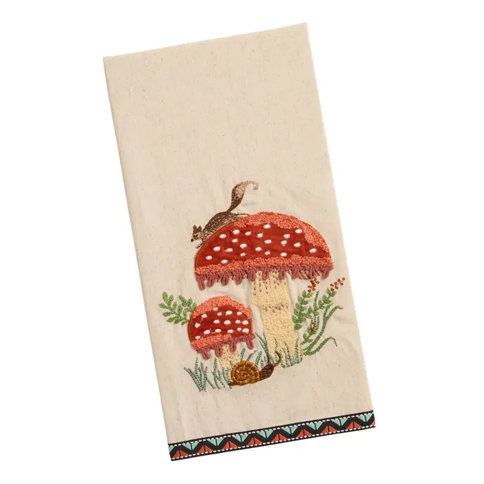 Oatmeal Embroidered Critters Kitchen Towel