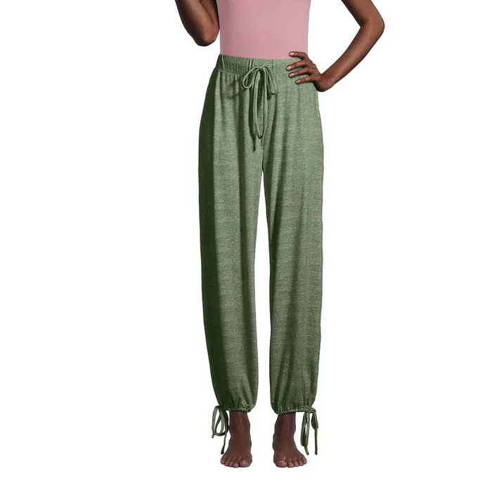 Olive Green Knit Tie Cuff Lounge Pants