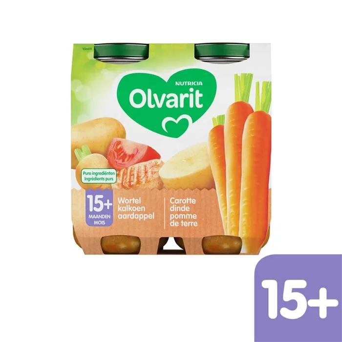 Olvarit Carrot, turkey and potatoes 2-pack (from 15 months)