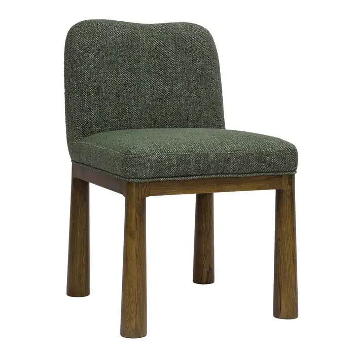 Omara Oak Wood Curved Back Upholstered Dining Chair