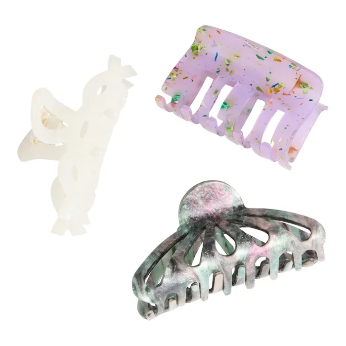 Opalescent and Purple Claw Clips 3 Pack