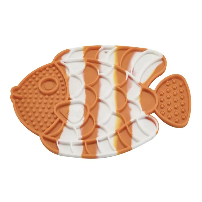 Orange and White Silicone Fish-Shaped Pet Feeding Lick Mat