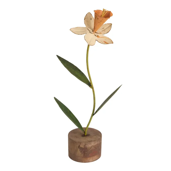Orange Metal Daffodil Tabletop Decor