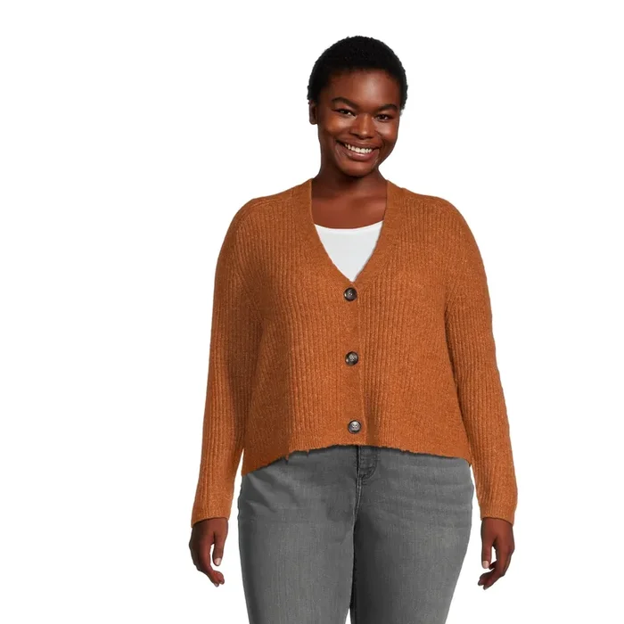 Orange Recycled Yarn Brushed Cardigan