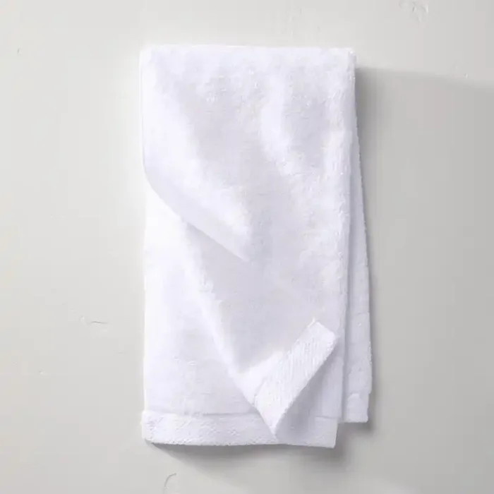 Organic Hand Towel White – Casaluna™ GOTS Certified, Low Lint, Heavyweight 550-800 GSM, Machine Washable
