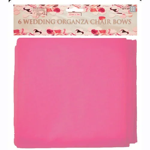 Organza Chairbows 22cm x 3M Rose Pink 6 Pack