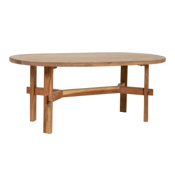 Otto Oval Acacia Wood X Trestle Coffee Table