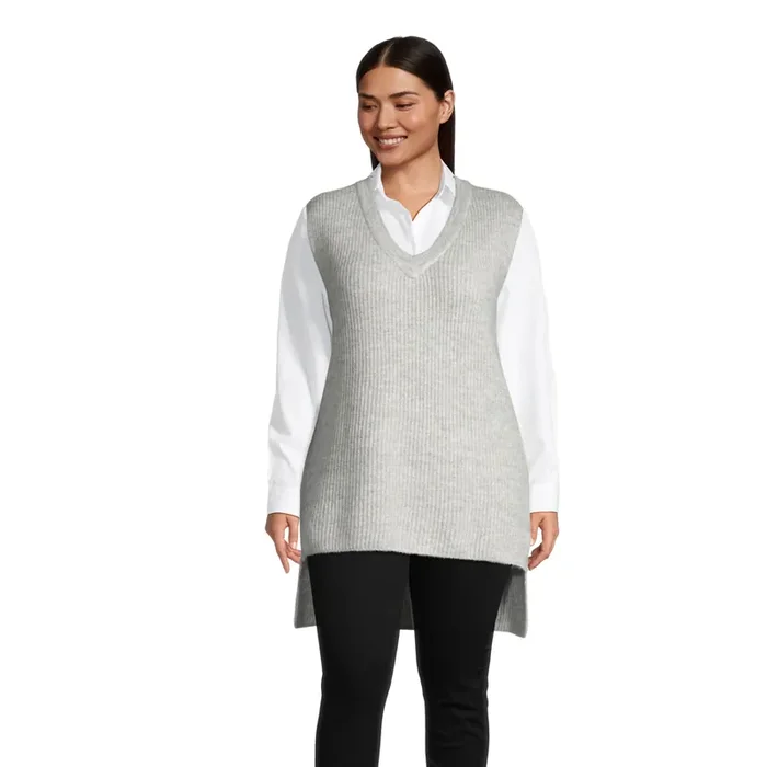 Oversized Gray V-Neck Sweater Vest