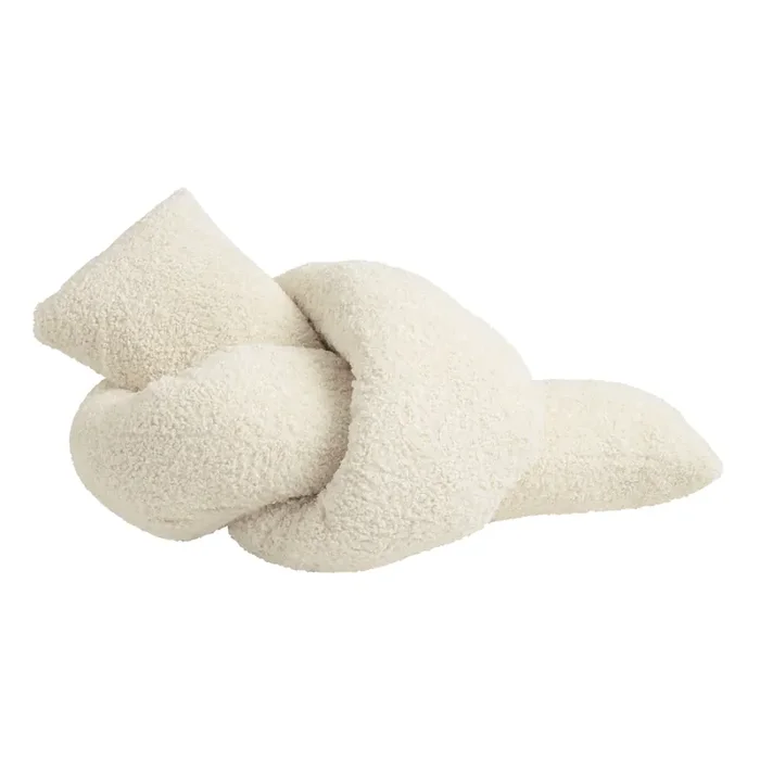 Oversized Ivory Boucle Cylindrical Knot Floor Cushion