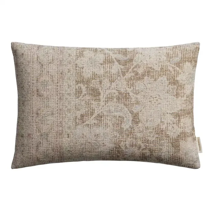 Oversized Taupe Distressed Rug Print Lumbar Pillow