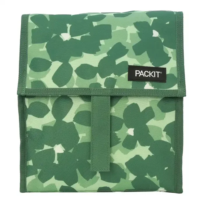 PackIt Green Floral Freezable Lunch Bag