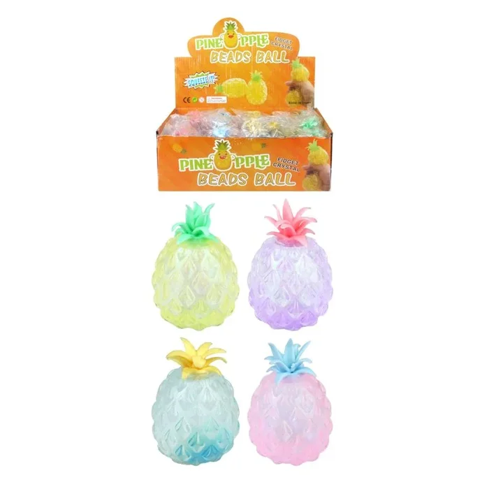 Pastel Pineapple Squeeze Toy with Beads 11cm – Case of 12