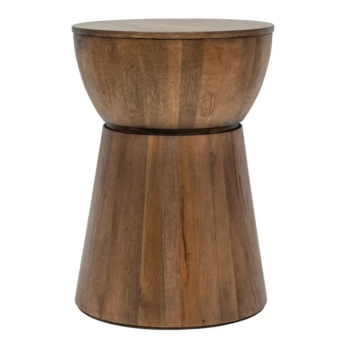 Penley Round Mango Wood Drum Side Table