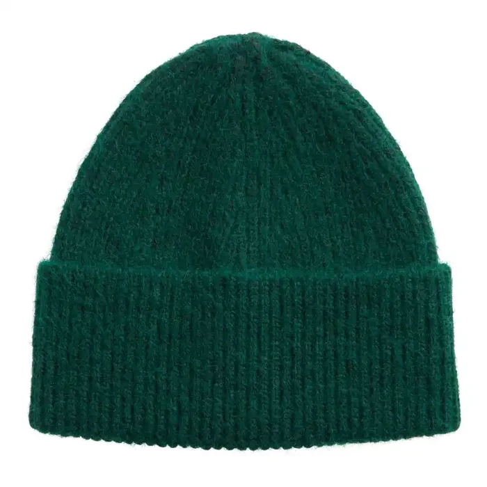 Pine Green Cuffed Wool Blend Beanie