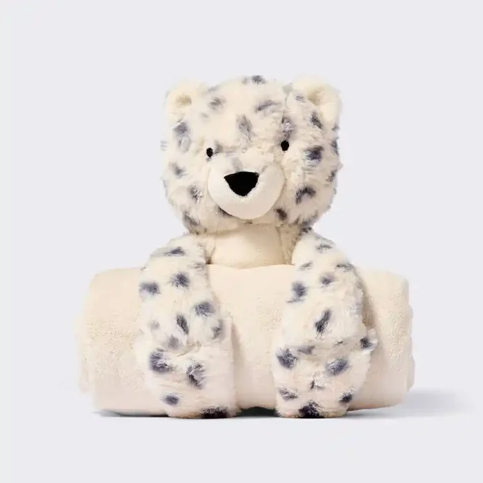 Plush Blanket with Soft Toy – Cream Leopard – Cloud Island™