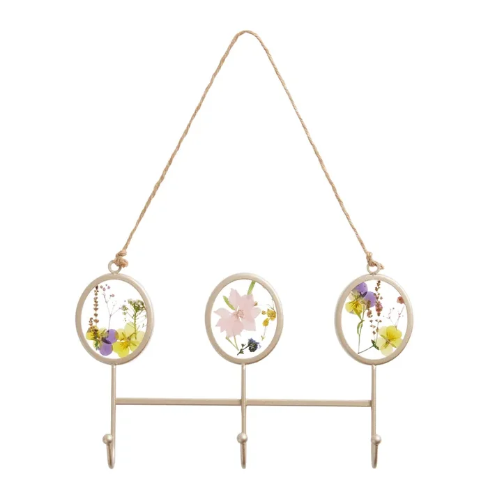 Pressed Flower and Metal Wall Jewelry Holder