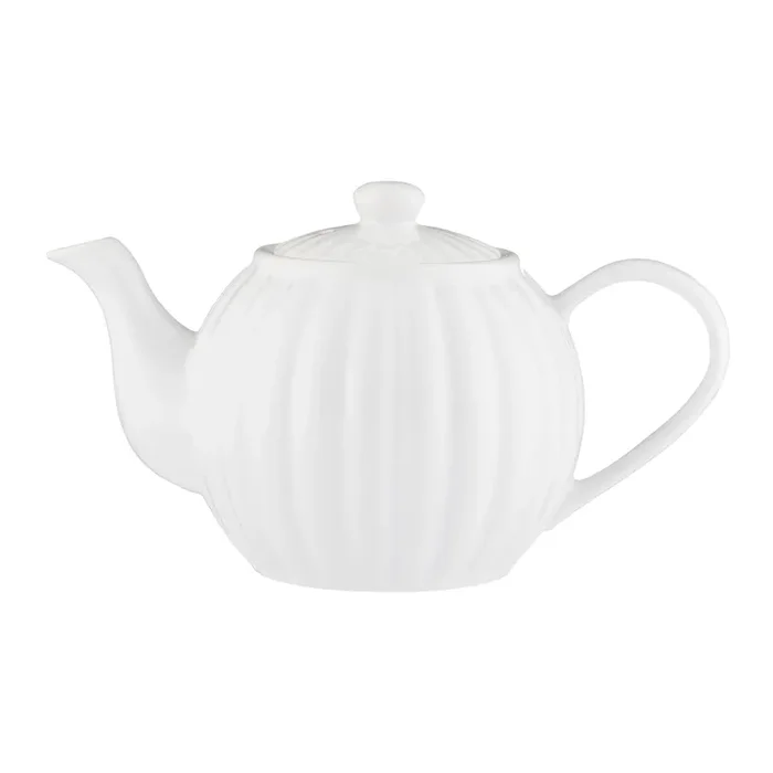 Price & Kensington Luxe White Ceramic Fluted Teapot