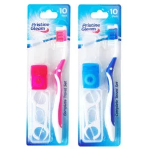 Pristine Gleam Complete Dental Travel Set 10 Pack