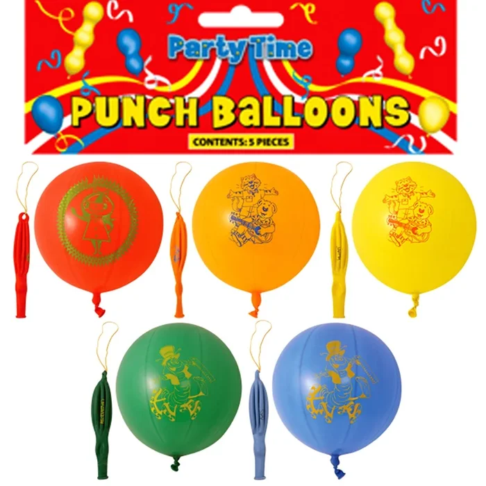Punch Balloons Printed 5 Assorted Colours