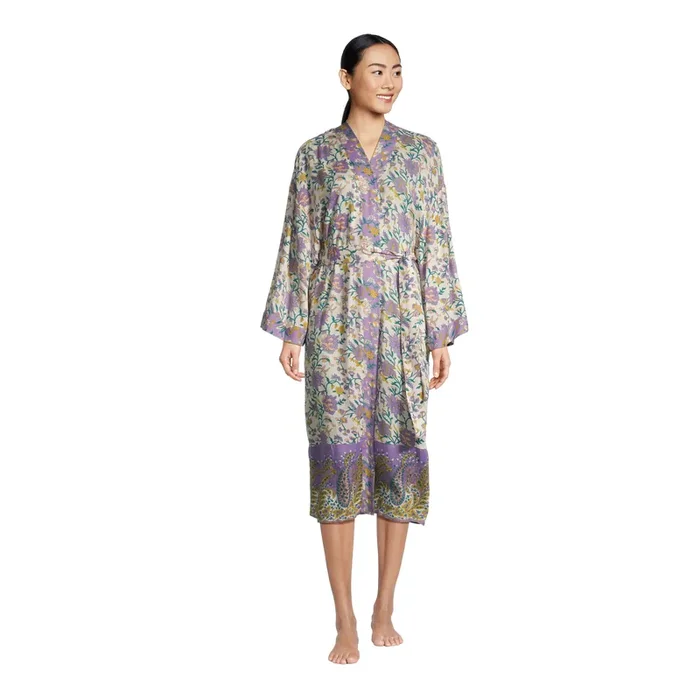 Purple and Ivory Jaipur Floral Robe