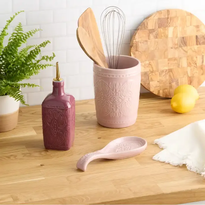 Purple Ceramic Embossed Kitchenware Collection