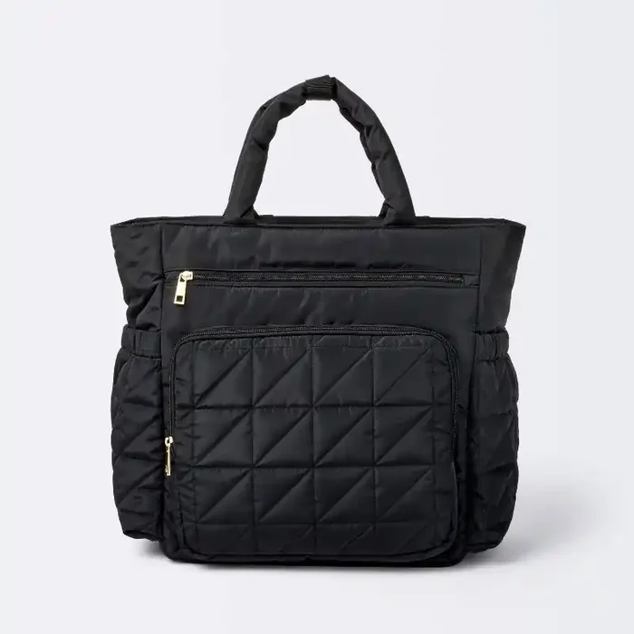 Quilted Diaper Backpack Tote – Black – Cloud Island™