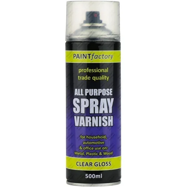 Rapide Paint Factory All Purpose Spray Varnish Clear Gloss 500ml
