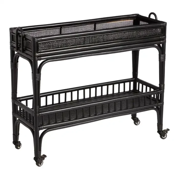 Rattan 2 Tier Bar Cart