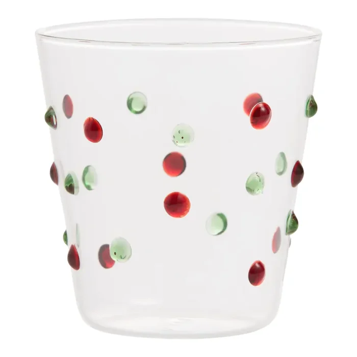 Red and Green Dot Double Old Fashioned Glass