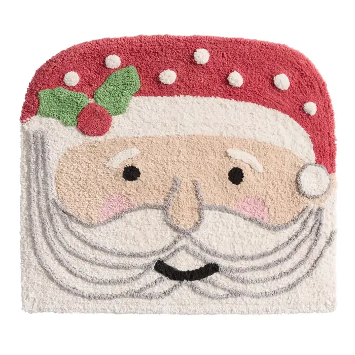 Red and White Santa Tufted Bath Mat