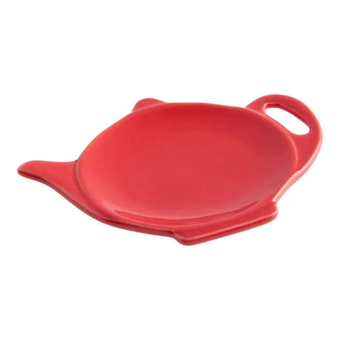 Red Ceramic Teapot Figural Tea Rest