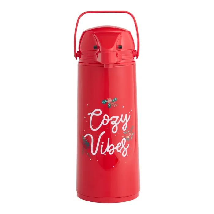 Red Cozy Vibes Holiday Insulated Vacuum Drink Dispenser