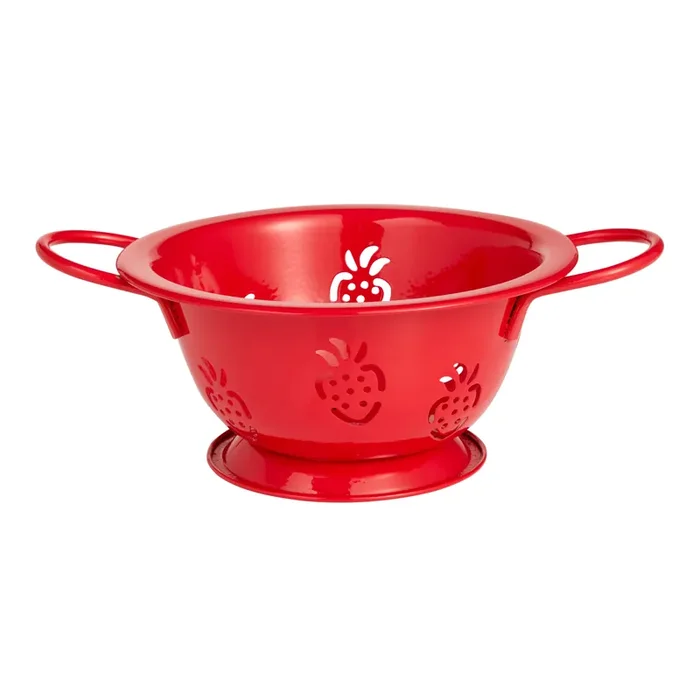 Red Steel Strawberry Pattern Colander