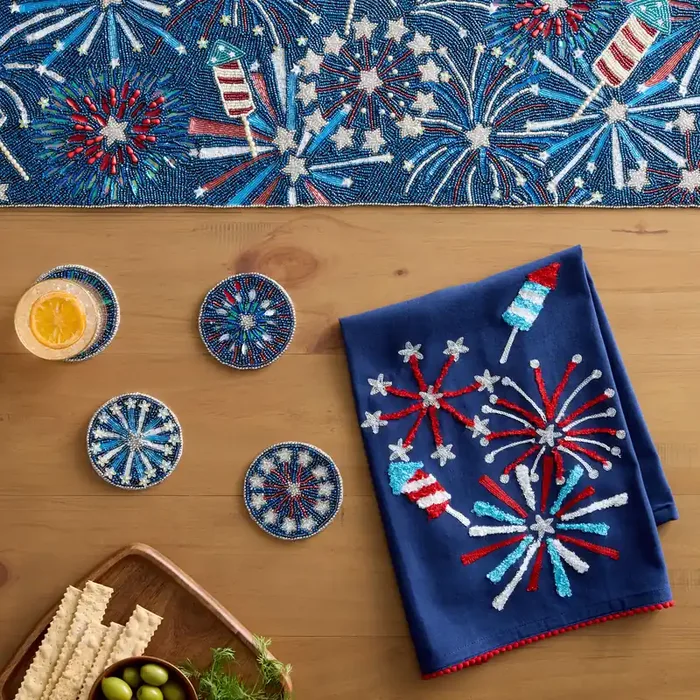 Red, White and Blue Firework Rocket Kitchen Linen Collection