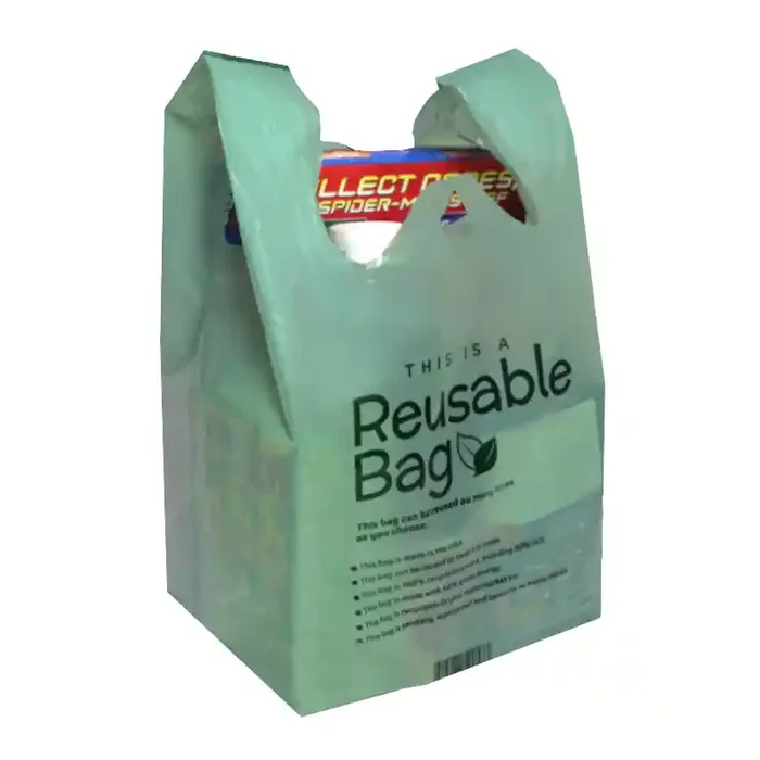 Reusable Green T-Shirt Bag 360 ct 12″ x 7″ x 23″
