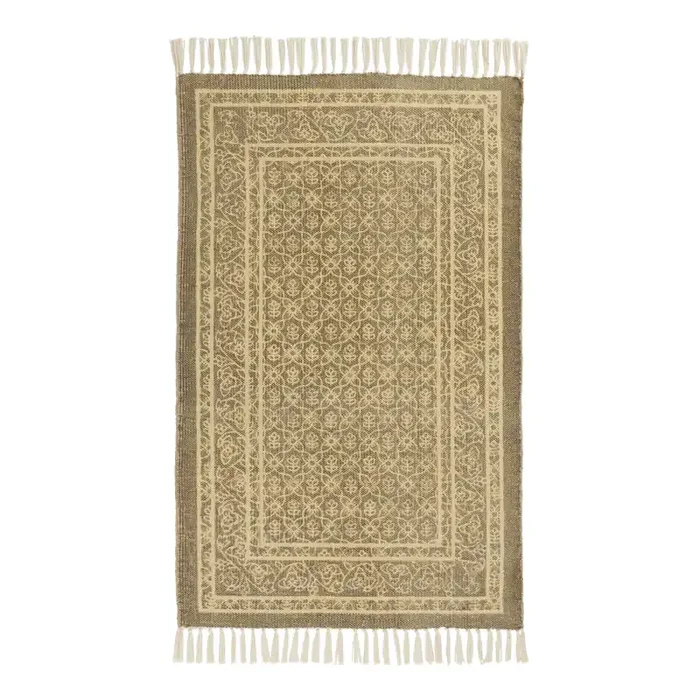 Rhea Gold and Brown Floral Cotton Area Rug