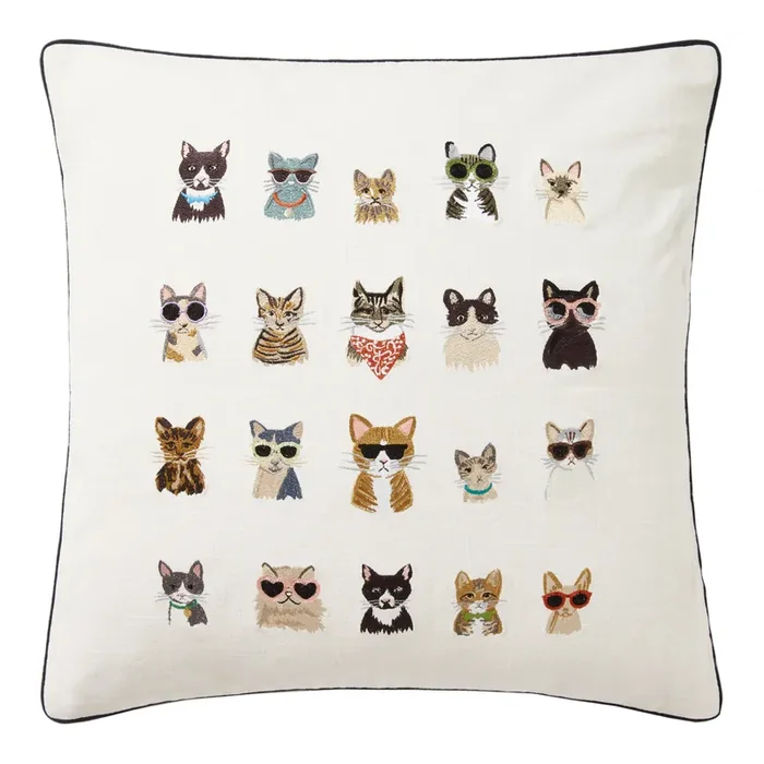 Rifle Paper Co. Ivory Cats Throw Pillow