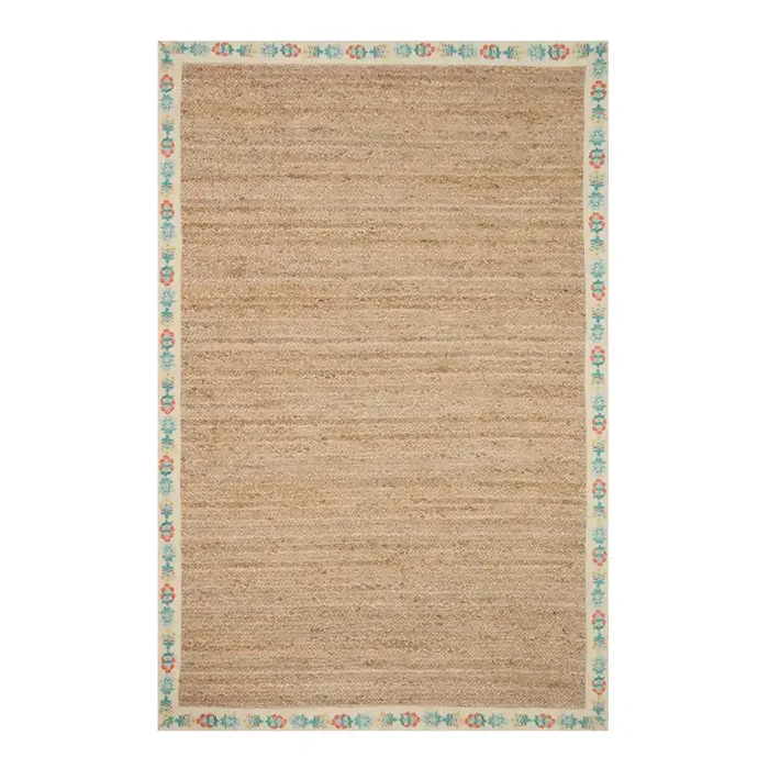 Rifle Paper Co. x Loloi Natural Costa Floral Jute Area Rug
