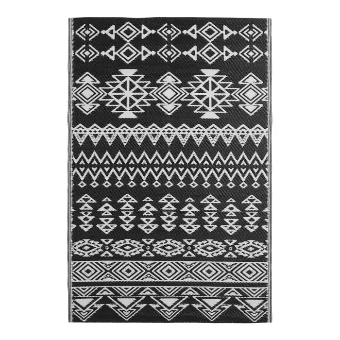 Rio Black Moroccan Style Reversible Indoor Outdoor Floor Mat