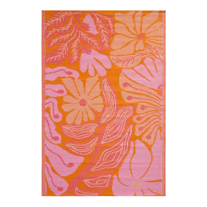 Rio Pink Floral Reversible Indoor Outdoor Floor Mat