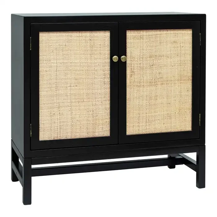 Romer Wood and Raffia Cane Storage Cabinet