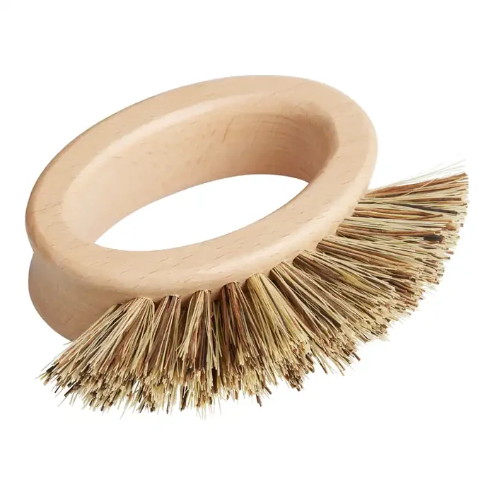 Round Coconut Fiber and Beech Wood Dish Brush