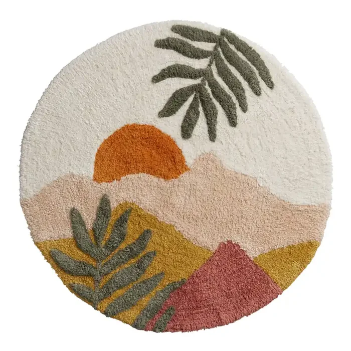Round Desert Scene Tufted Bath Mat
