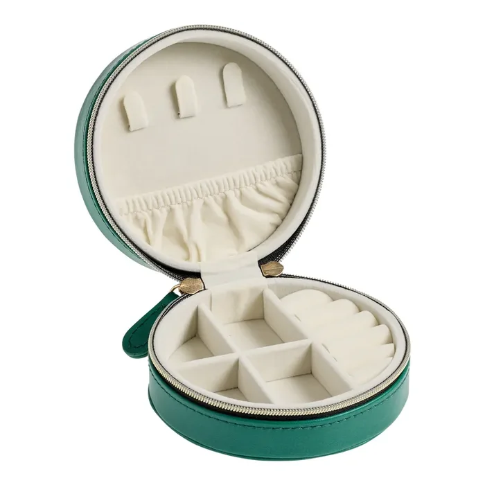 Round Faux Leather Tinned Fish Travel Jewelry Box