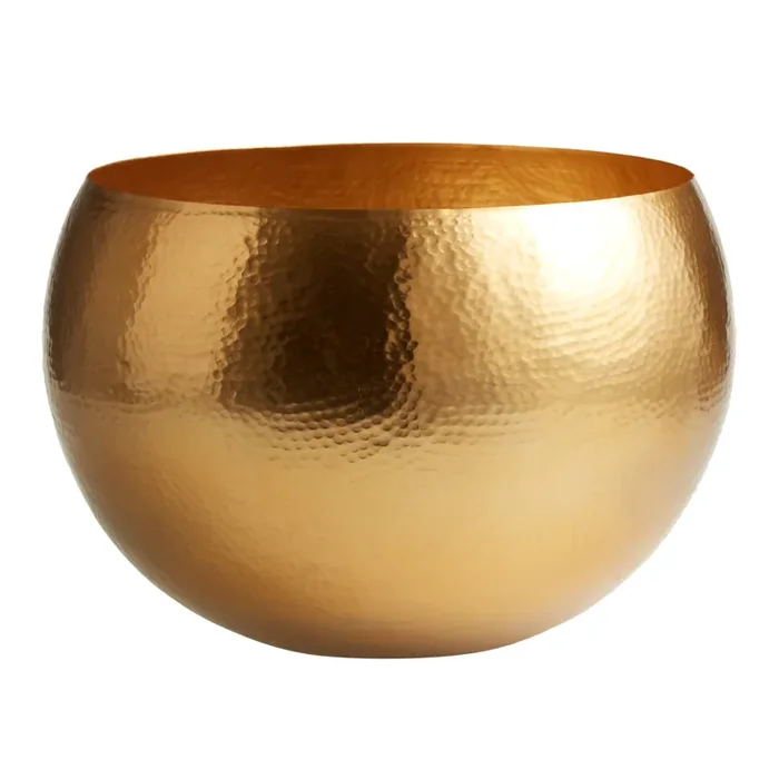 Round Gold Hammered Iron Floor Planter