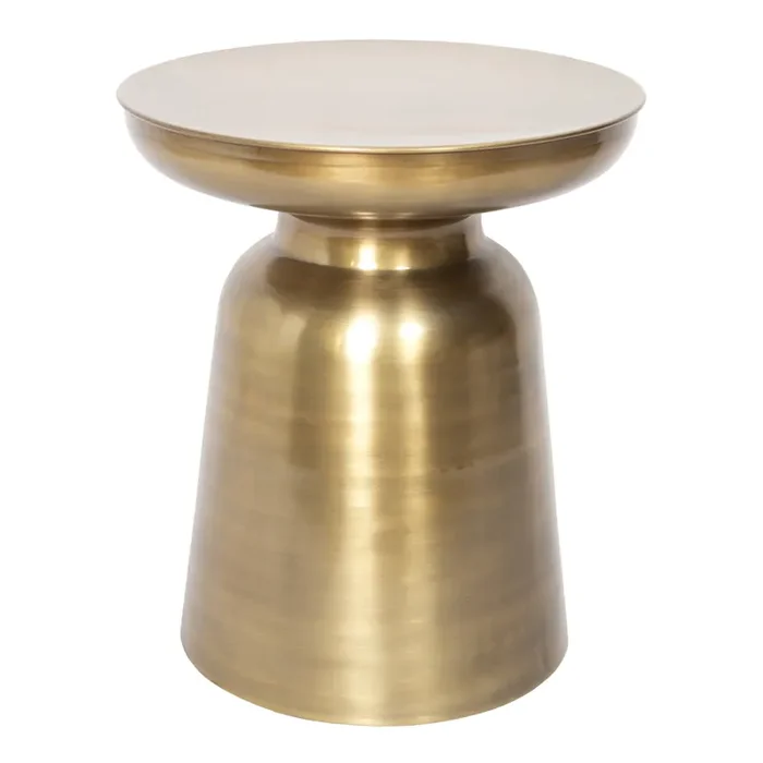 Round Gold Metal Pedestal Side Table