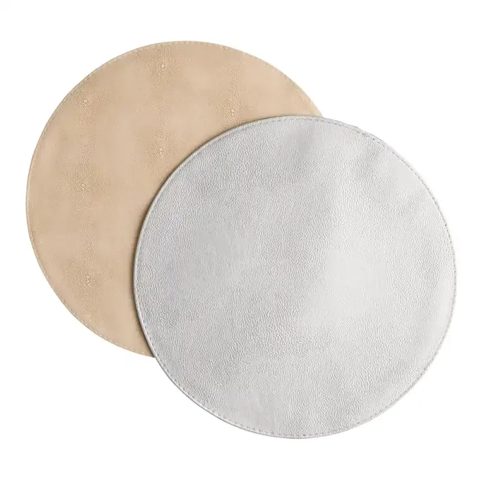 Round Light Faux Leather Placemat Set of 4